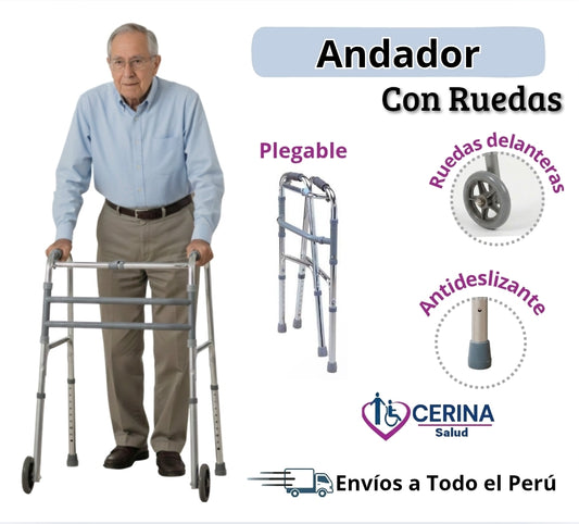 Andador Clásico con Ruedas de Aluminio