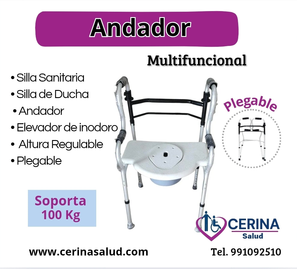 Andador- Silla de baño-Ducha Sanitario - 4 en 1