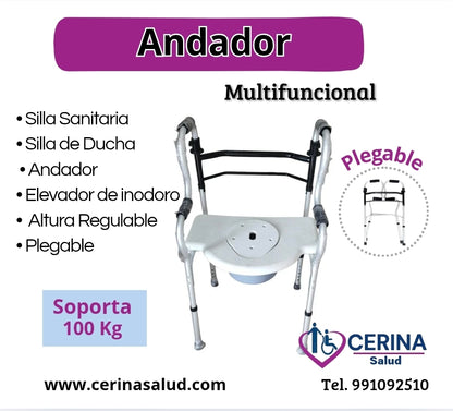 Andador- Silla de baño-Ducha Sanitario - 4 en 1