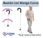 Bastón Aluminio de 1 Punta Mango en Curvo Color Plateado