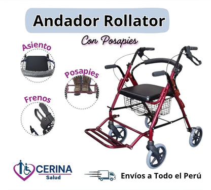 Andador con Asiento/ Canastilla/ Posapie