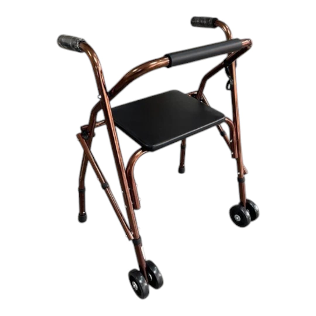 Andador de Aluminio Con Asiento Color Marrón