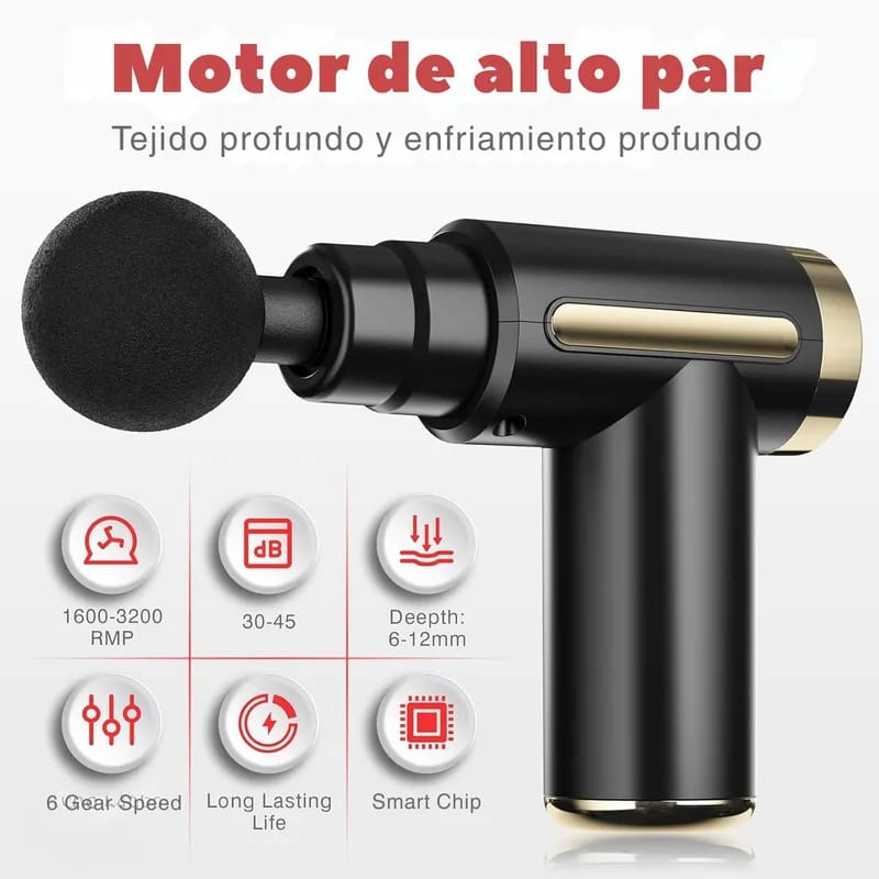 Pistola Masajeadora Inalámbrica con 6 velocidades/ Massage Gun
