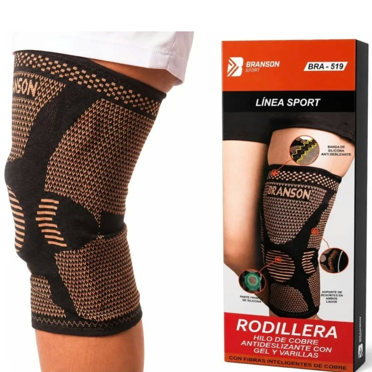 Rodillera Cooper Antideslizante Gel y Varillas