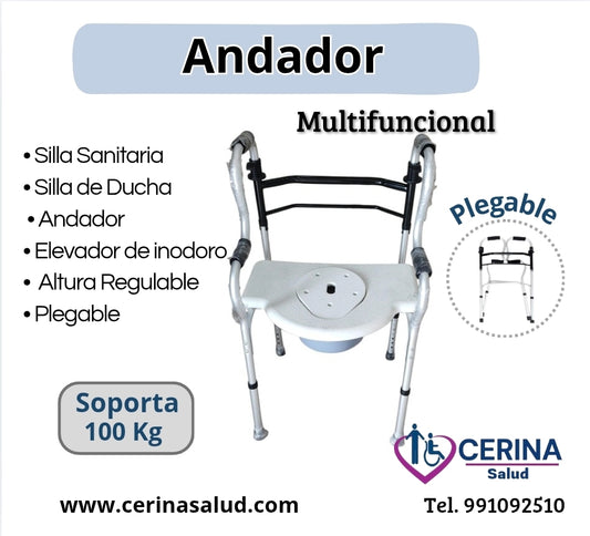 Andador- Silla de baño-Ducha Sanitario - 4 en 1