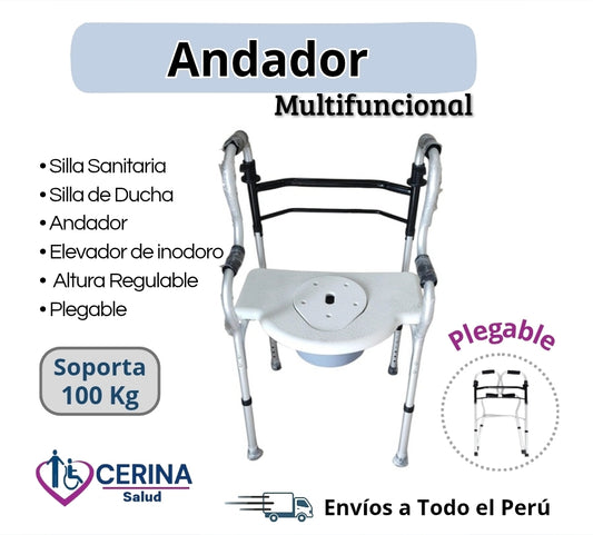 Andador- Silla de baño/Ducha -Sanitario - 4 en 1
