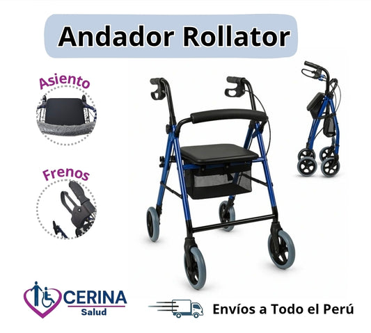 Andador con Canastilla,  Frenos y Asiento