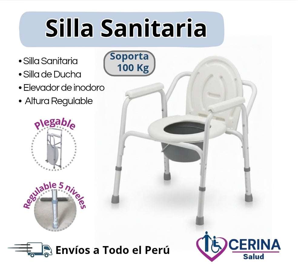 Silla de baño- Sanitario - sin rueda Portátil